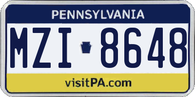 PA license plate MZI8648