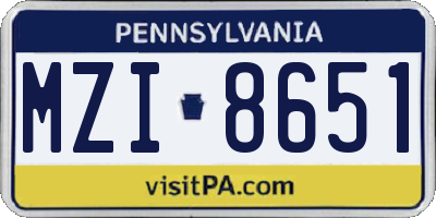 PA license plate MZI8651