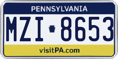 PA license plate MZI8653
