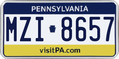 PA license plate MZI8657