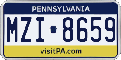 PA license plate MZI8659