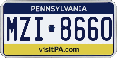 PA license plate MZI8660