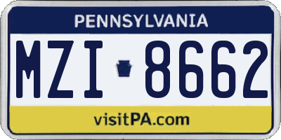 PA license plate MZI8662