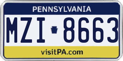 PA license plate MZI8663