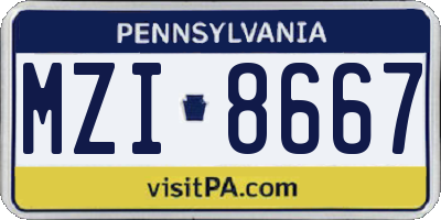PA license plate MZI8667
