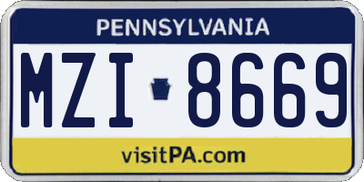 PA license plate MZI8669