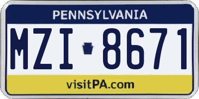 PA license plate MZI8671