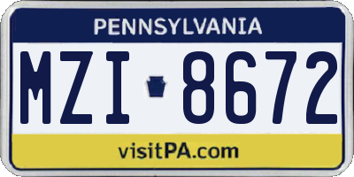 PA license plate MZI8672