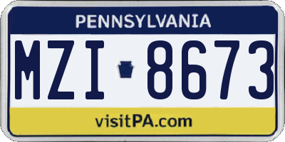 PA license plate MZI8673