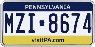 PA license plate MZI8674