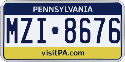 PA license plate MZI8676