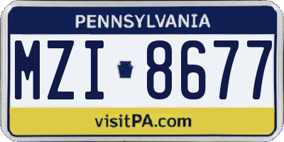 PA license plate MZI8677