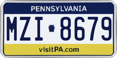 PA license plate MZI8679