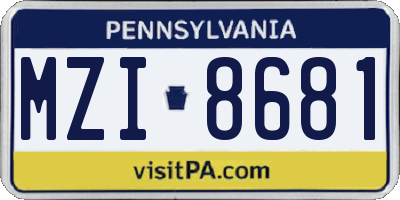 PA license plate MZI8681