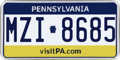 PA license plate MZI8685