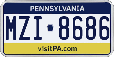 PA license plate MZI8686