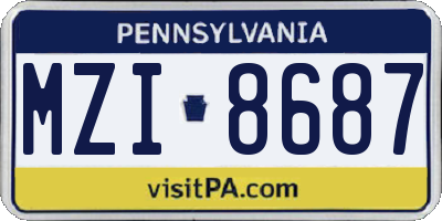 PA license plate MZI8687