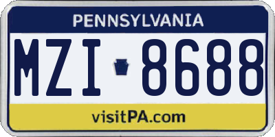 PA license plate MZI8688