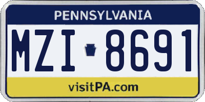 PA license plate MZI8691