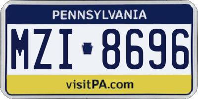 PA license plate MZI8696