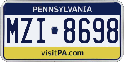 PA license plate MZI8698