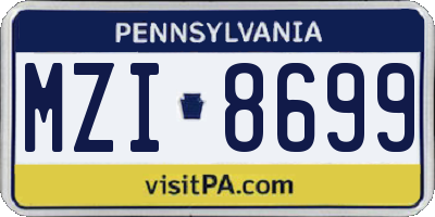 PA license plate MZI8699