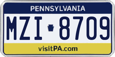 PA license plate MZI8709