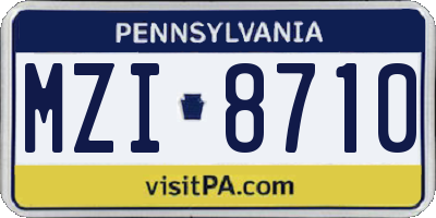 PA license plate MZI8710