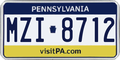 PA license plate MZI8712