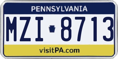 PA license plate MZI8713