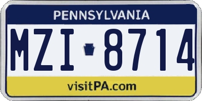PA license plate MZI8714