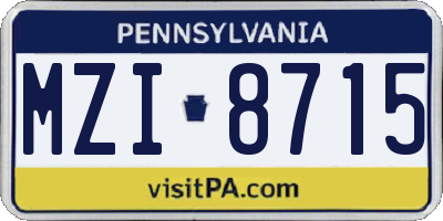 PA license plate MZI8715