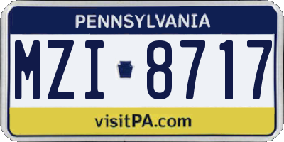 PA license plate MZI8717