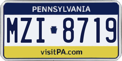 PA license plate MZI8719