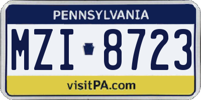 PA license plate MZI8723