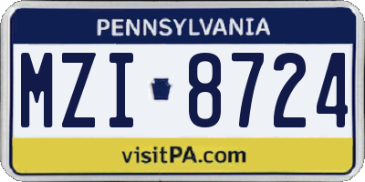 PA license plate MZI8724