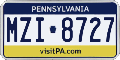 PA license plate MZI8727