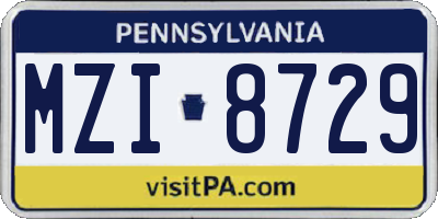 PA license plate MZI8729