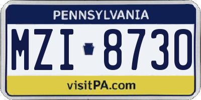 PA license plate MZI8730