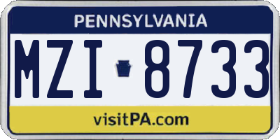 PA license plate MZI8733