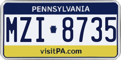 PA license plate MZI8735