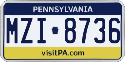 PA license plate MZI8736