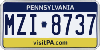 PA license plate MZI8737