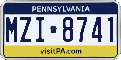 PA license plate MZI8741