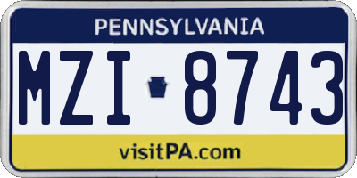 PA license plate MZI8743