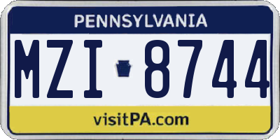 PA license plate MZI8744