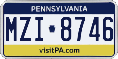 PA license plate MZI8746