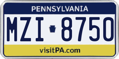 PA license plate MZI8750