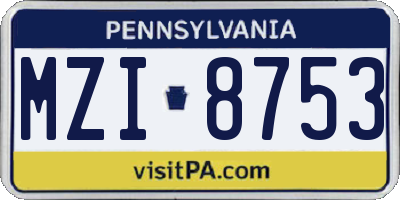 PA license plate MZI8753