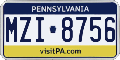PA license plate MZI8756